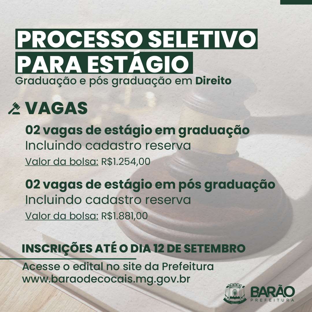 vagas de estágios – Graduação em Direito