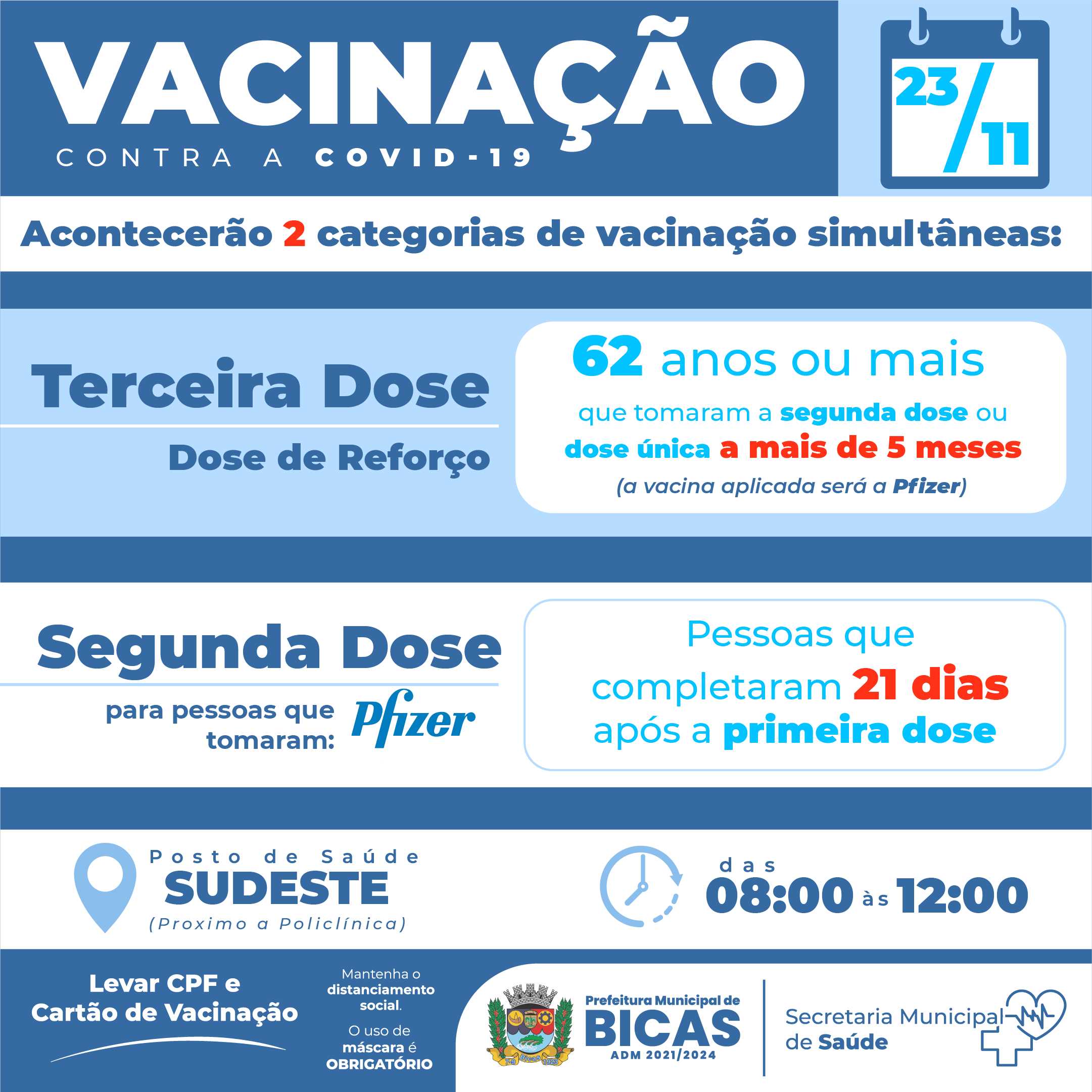 Prefeitura Municipal de Bicas - 11 e 12/05 Vacinação - Segunda Fase de  Pessoas com Comorbidades