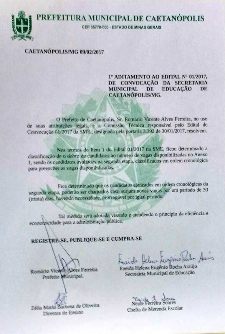 Prefeitura Municipal Caetanópolis - QUE EXEMPLO!