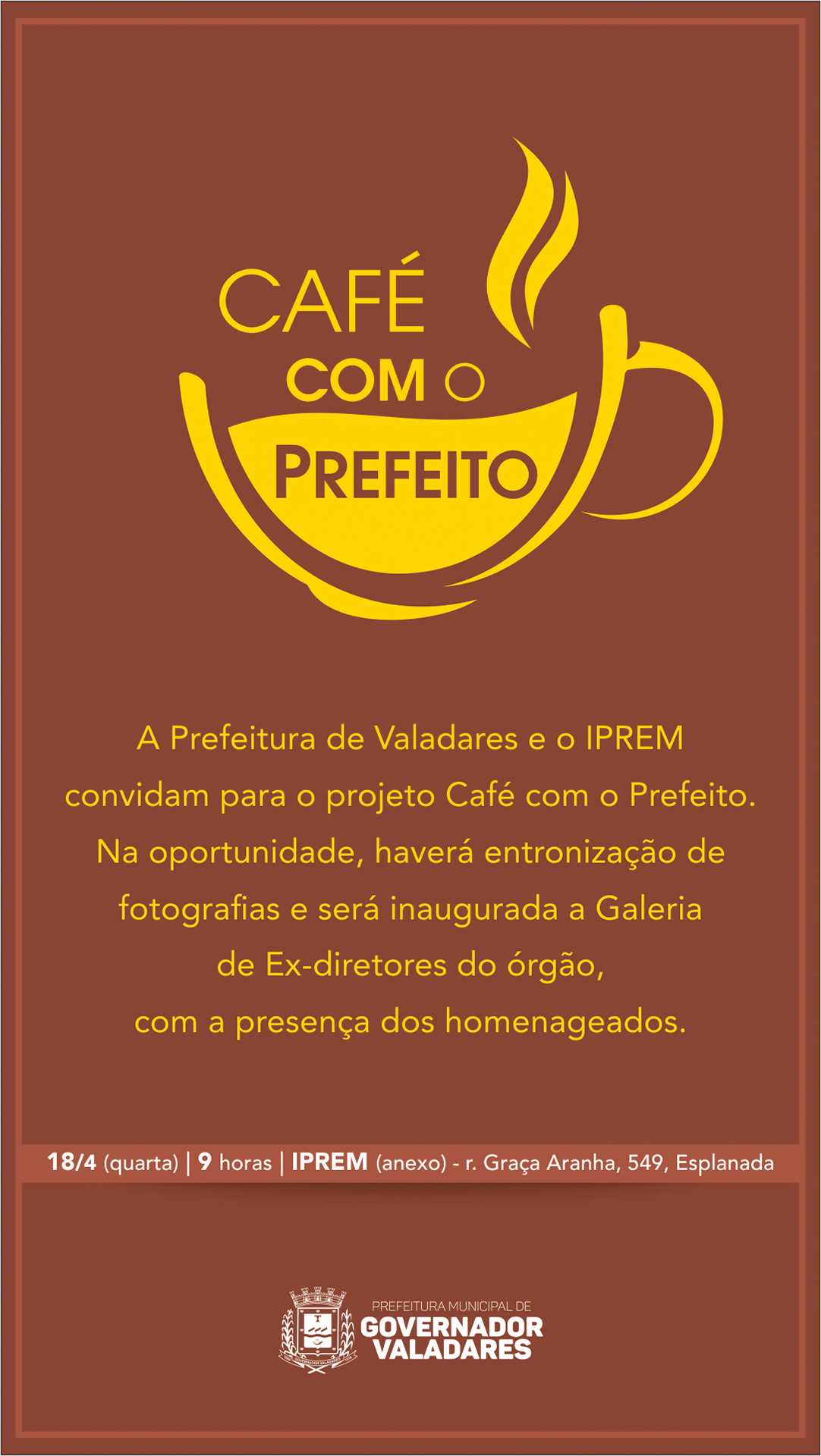 Prefeitura Municipal de Governador Valadares - Domingo (18) tem