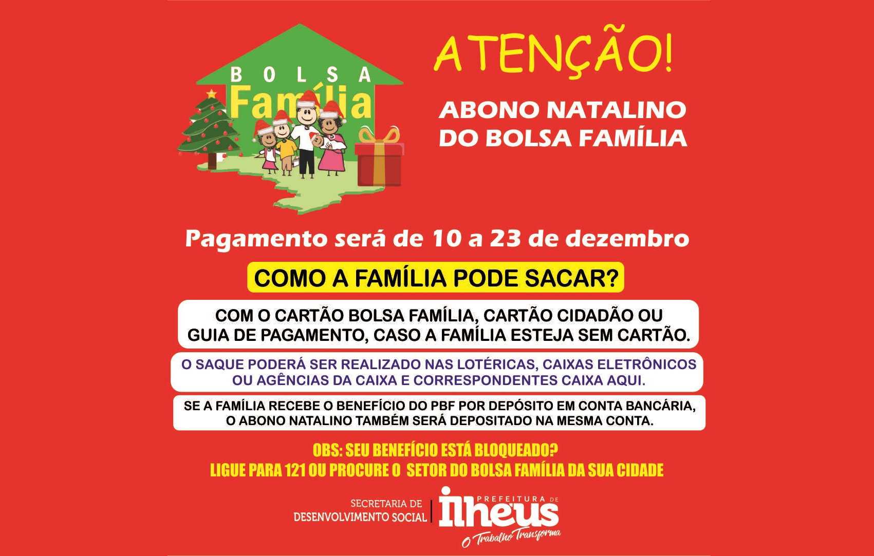 Prefeitura Municipal de Ilhéus - Abono Natalino do Bolsa Família começa a  ser pago nesta terça-feira (10)