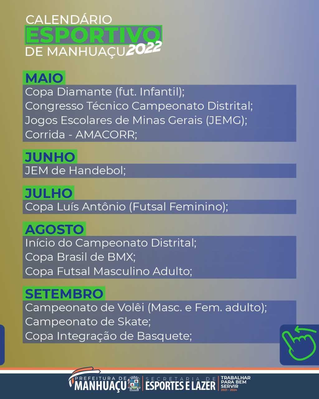 Esporte divulga calendário oficial de jogos para este ano