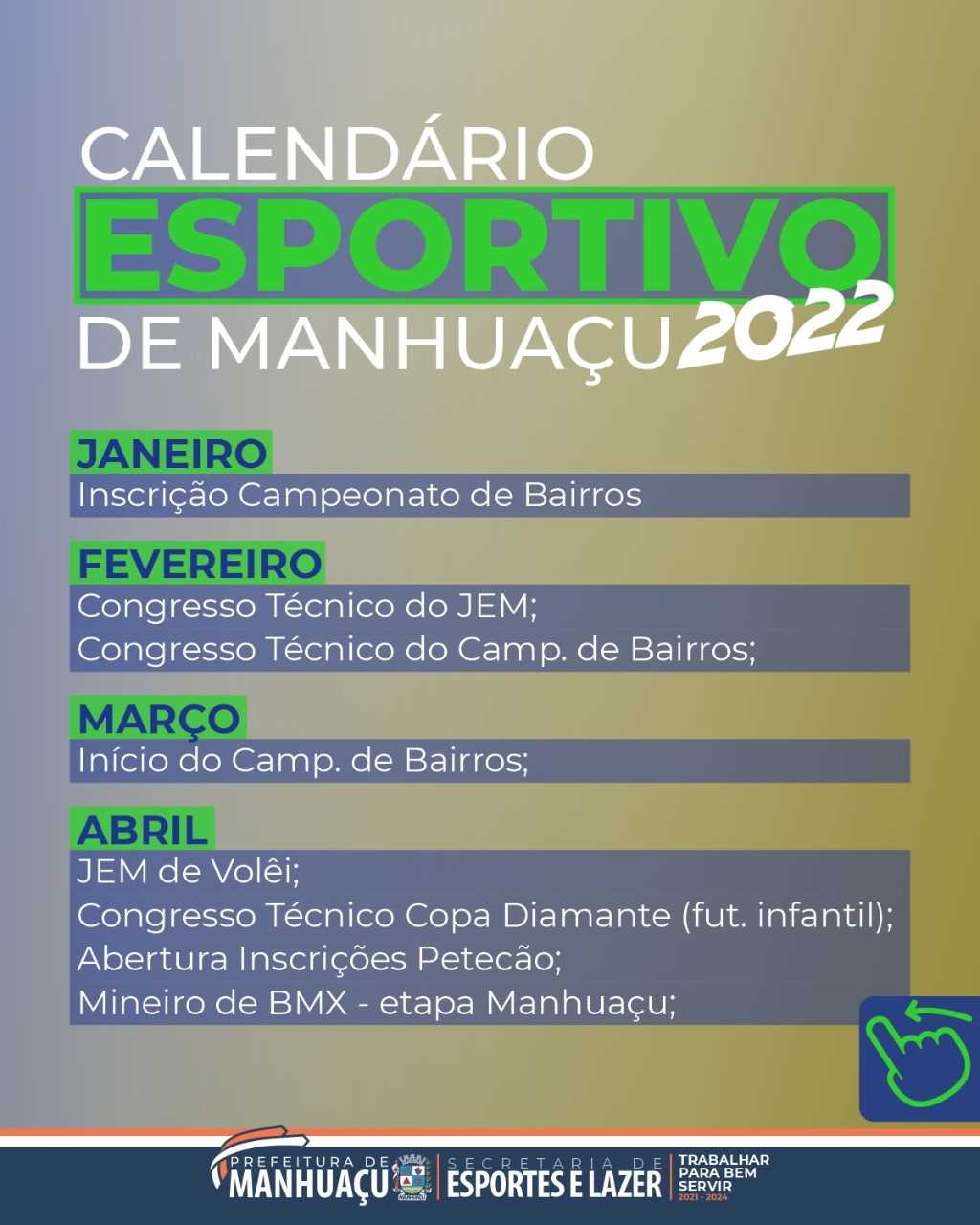 Prefeitura de Corrente divulga calendário esportivo para 2022