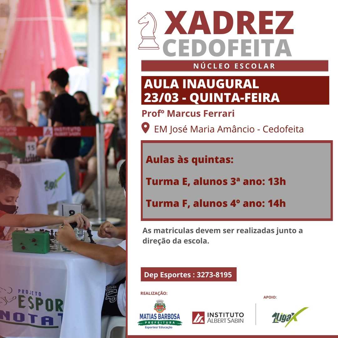 Curso de Xadrez para crianças e adolescentes está com inscrições