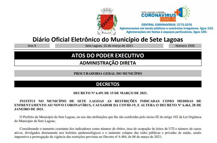 CECON - Prefeitura Municipal de Sete Lagoas - Sete Lagoas passa a